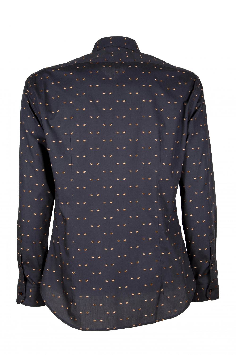 Poggianti Camicia uomo Blu in cotone stampata con occhi di gatto PISA-UBBF-177-01 Spedizione Gratuita