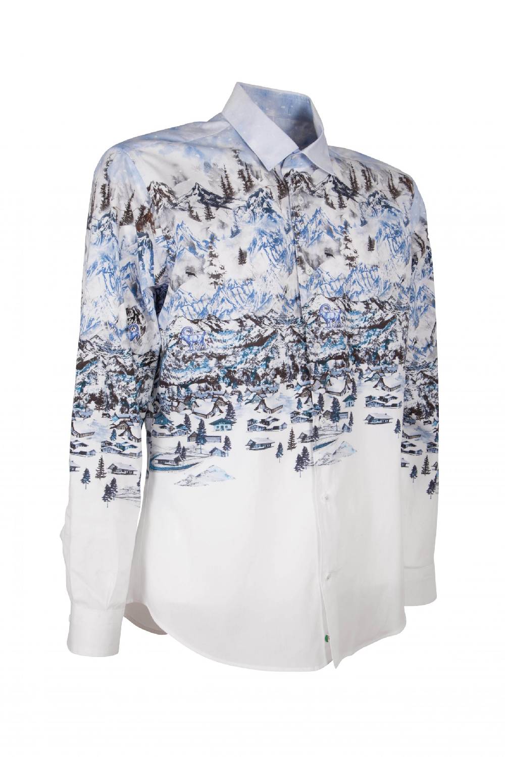 Poggianti Camicia uomo cotone con stampa paesaggio i montagna FIRENZE-73F-170-01 Pezzi Unici