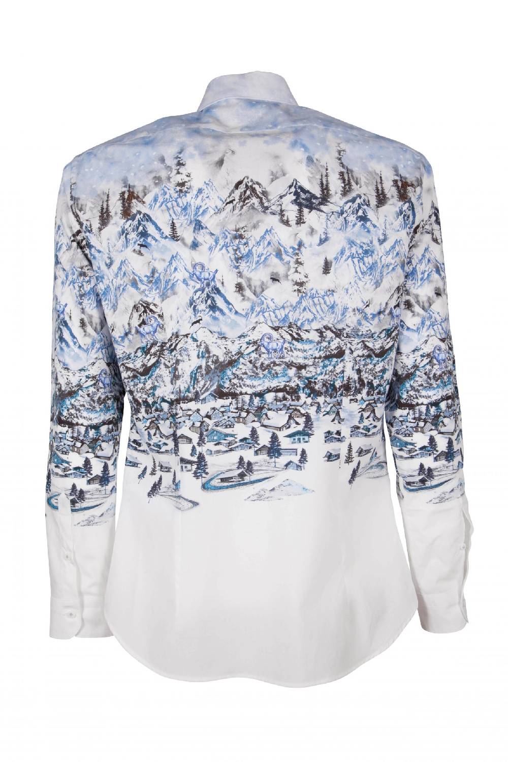 Poggianti Camicia uomo cotone con stampa paesaggio i montagna FIRENZE-73F-170-01 Pezzi Unici