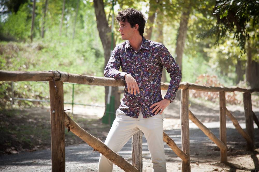 Poggianti Camicia uomo in tessuto tecnico con stampa piccola floreale . ACTIVE. 73-190-01 Qualità Garantita