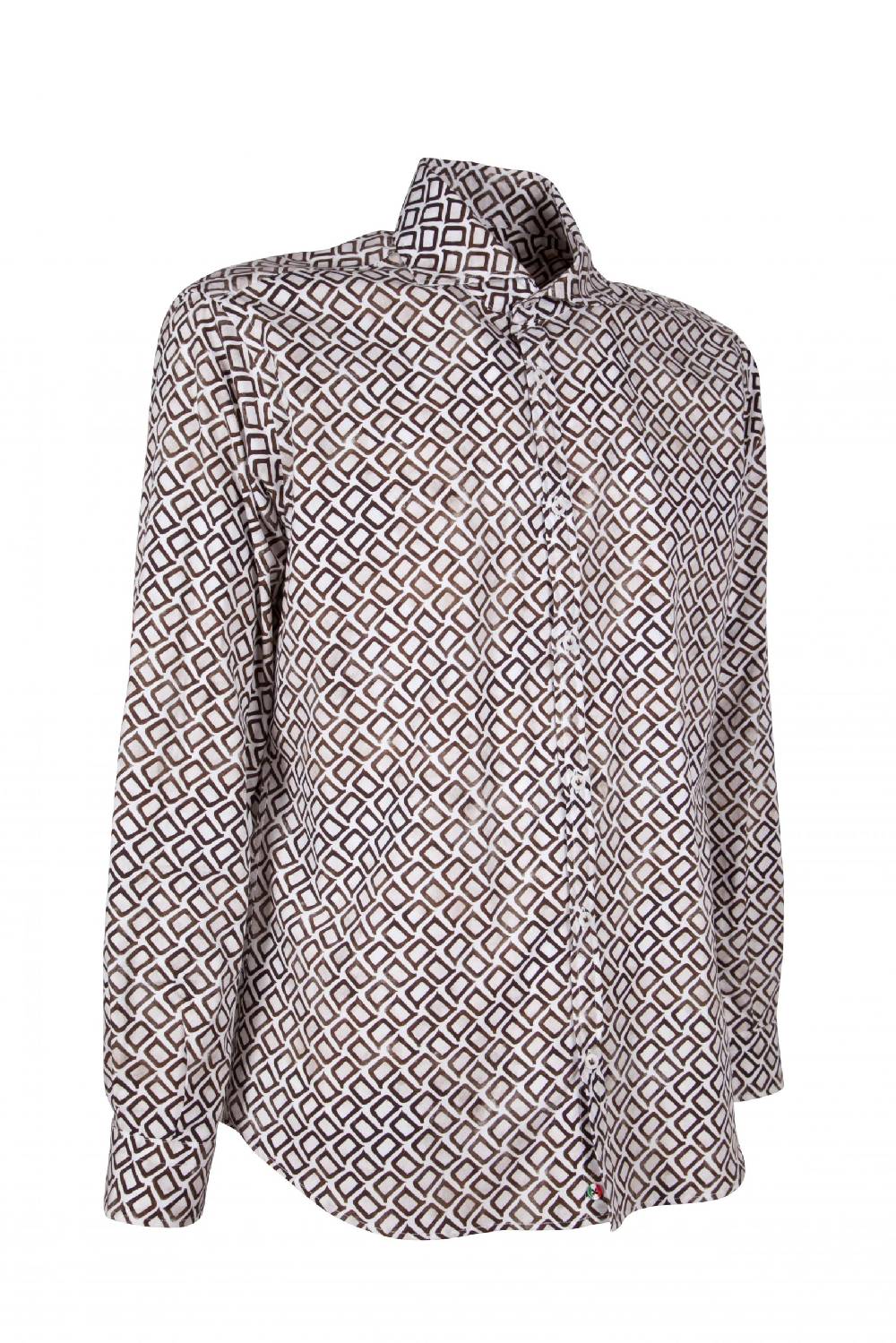 Poggianti Camicia uomo cotone con stampa geometrica PISA-31F-140-01 Negozi Online