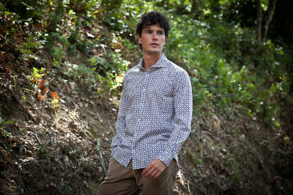 Poggianti Camicia uomo cotone con stampa geometrica PISA-31F-140-01 Negozi Online