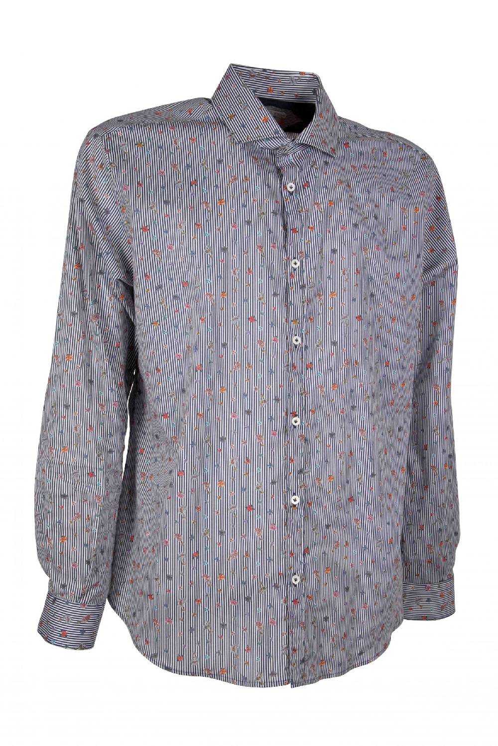 Poggianti Camicia uomo stretch con stampa righe e fiori GIOVI-62M-135-01 Acquista Ora