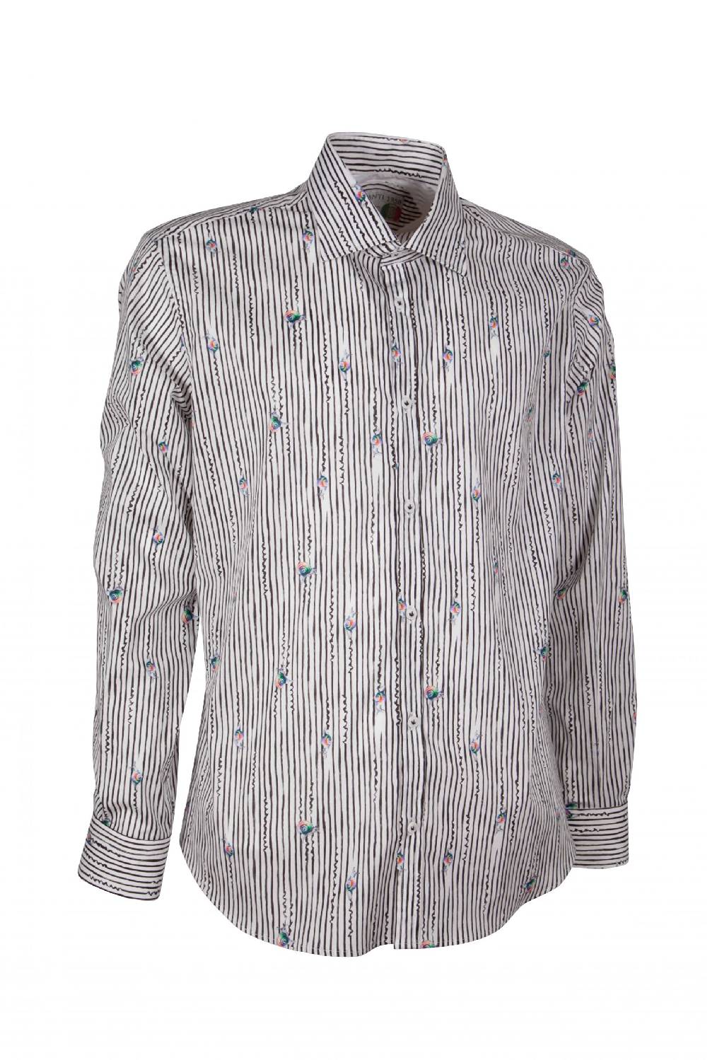 Poggianti Camicia uomo stretch con stampa righe e animali GIOVI-61-134-02 Consegna Veloce