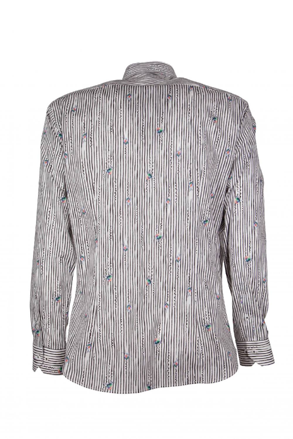 Poggianti Camicia uomo stretch con stampa righe e animali GIOVI-61-134-02 Consegna Veloce