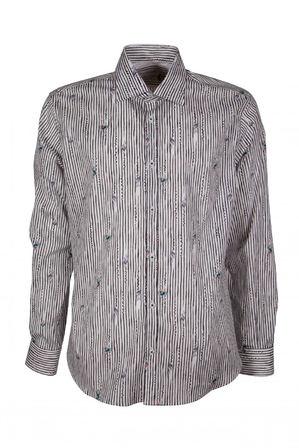 Poggianti Camicia uomo stretch con stampa righe e animali GIOVI-61-134-02 Consegna Veloce