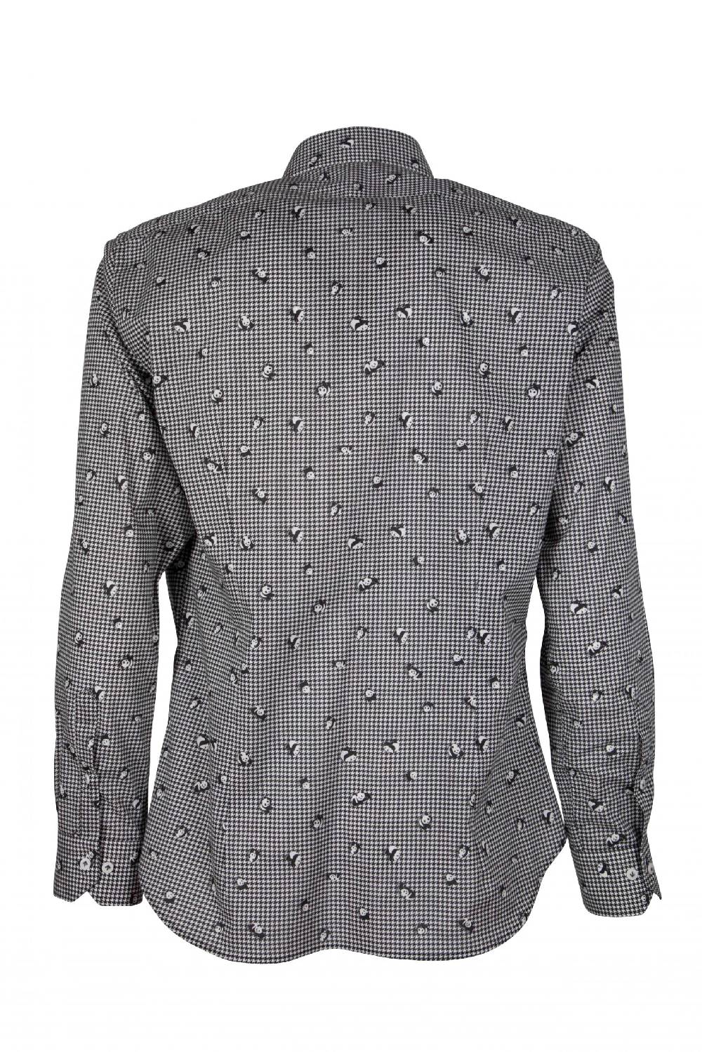 Poggianti Camicia uomo stretch con stampa panda su pied de poule GIOVI-95-174-01 Promozione Limitata