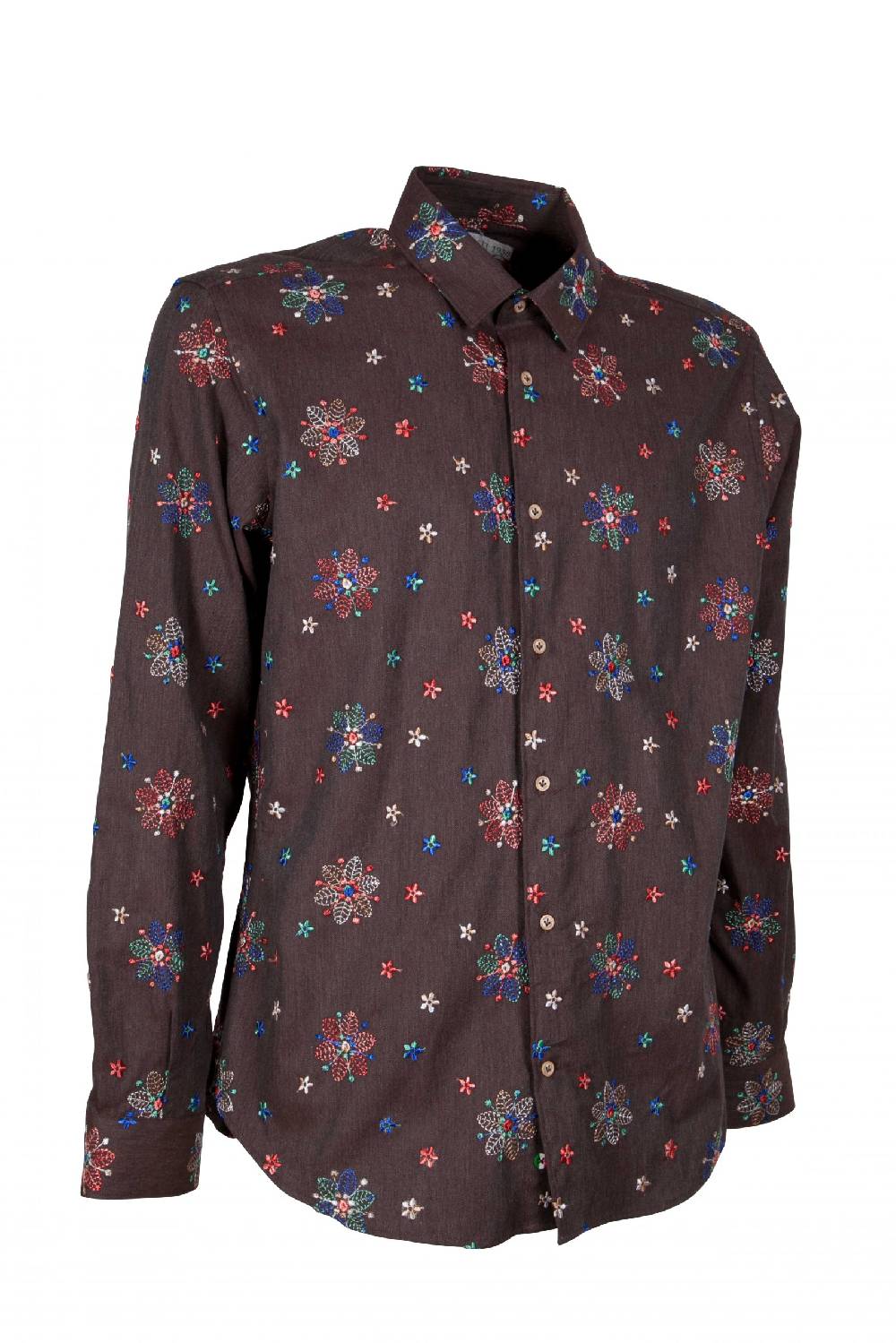 Poggianti Camicia uomo in flanella con ricami FIRENZE-66F-243 Shopping Online