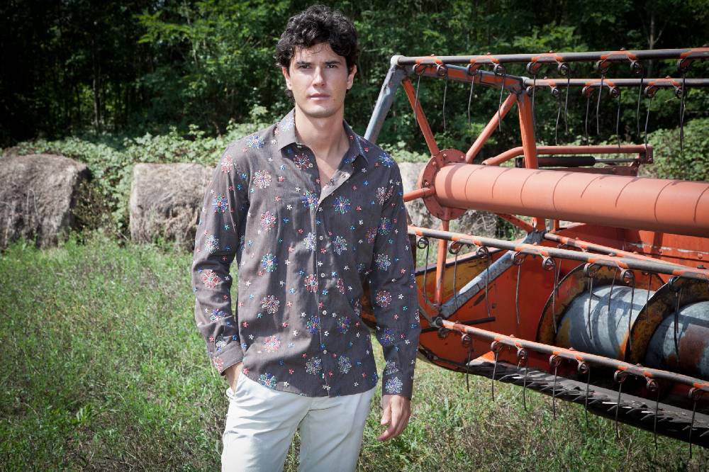 Poggianti Camicia uomo in flanella con ricami FIRENZE-66F-243 Shopping Online