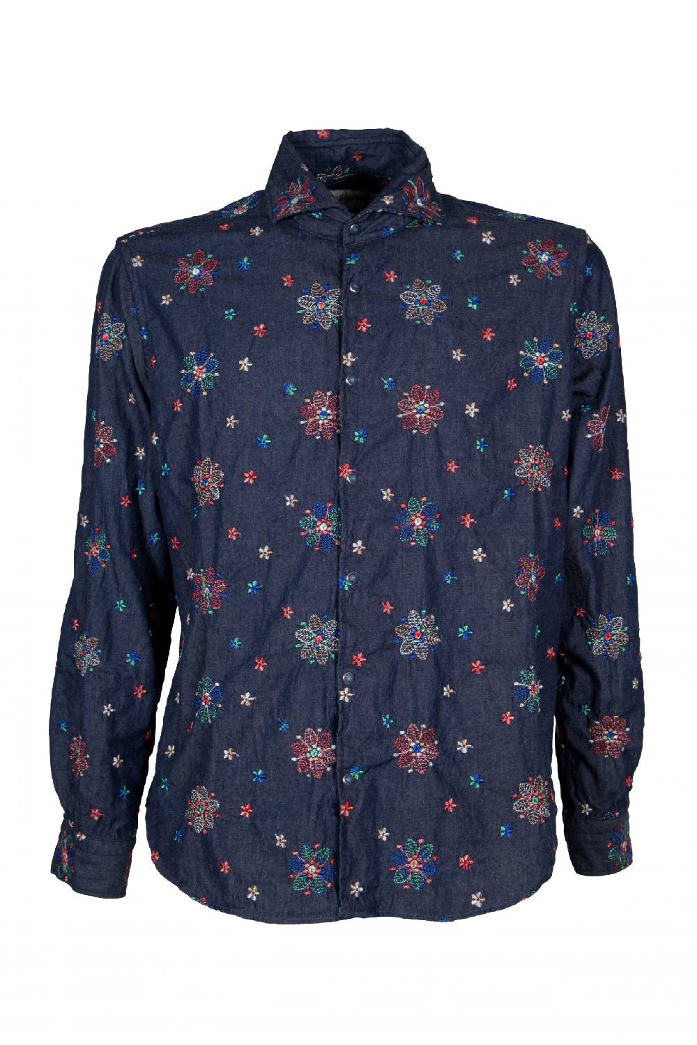 Poggianti Camicia uomo in Denim con Ricami FIRENZE-31W-249-01 Fino al 60% di sconto