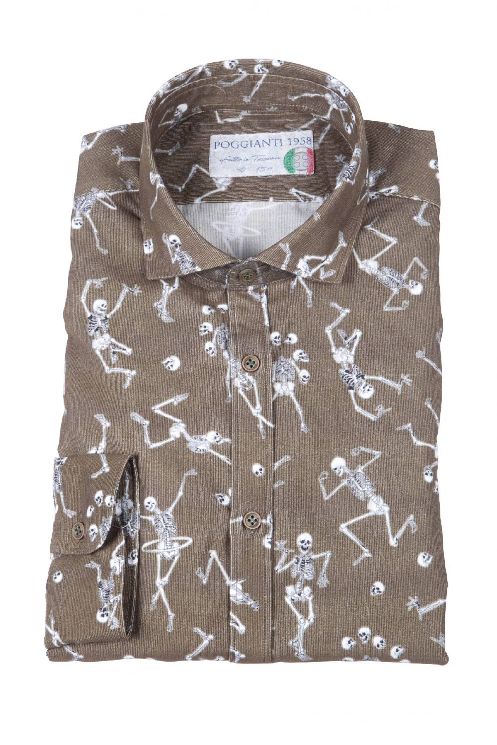 Poggianti Camicia uomo in velluto con stampa teschi PISA-62F-230-01 Prezzo Ridotto