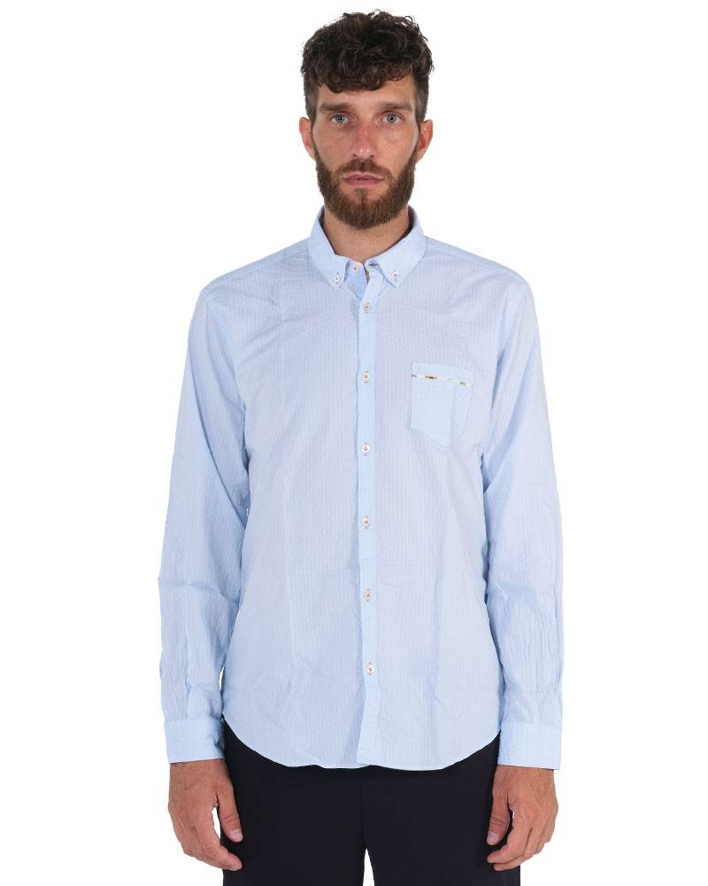 Poggianti Camicia tinta unita celeste collo morbido Sottocosto