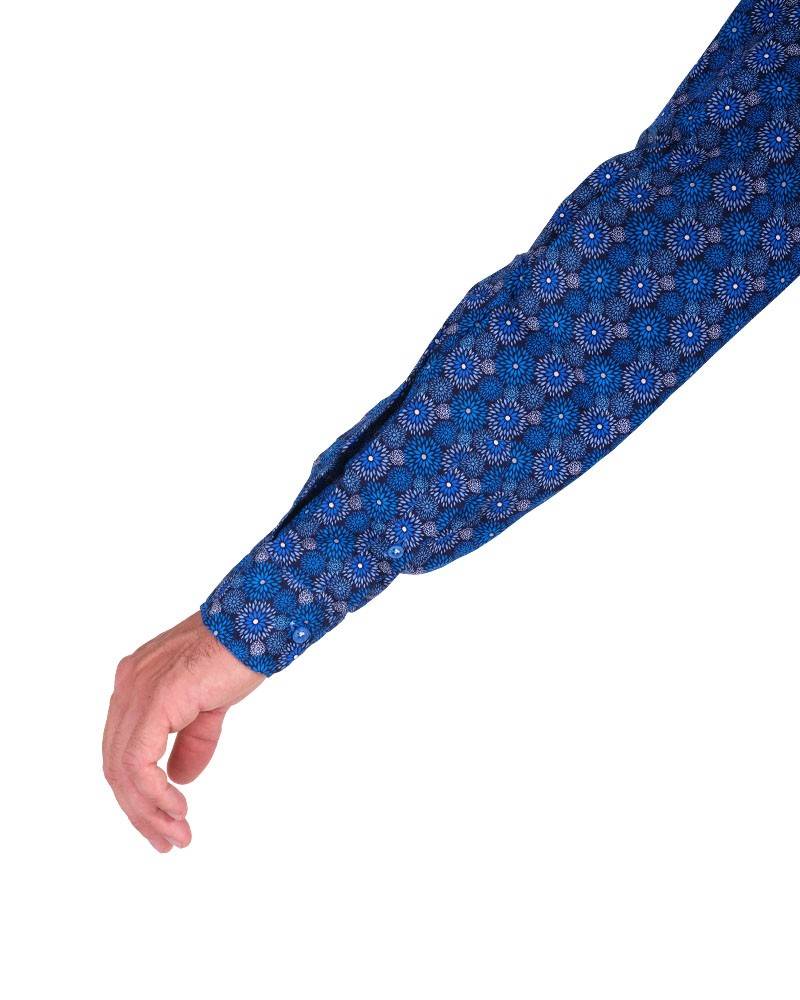 Poggianti Camicia Fantasia Collo Morbido Azzurro/Bianco Convenienza