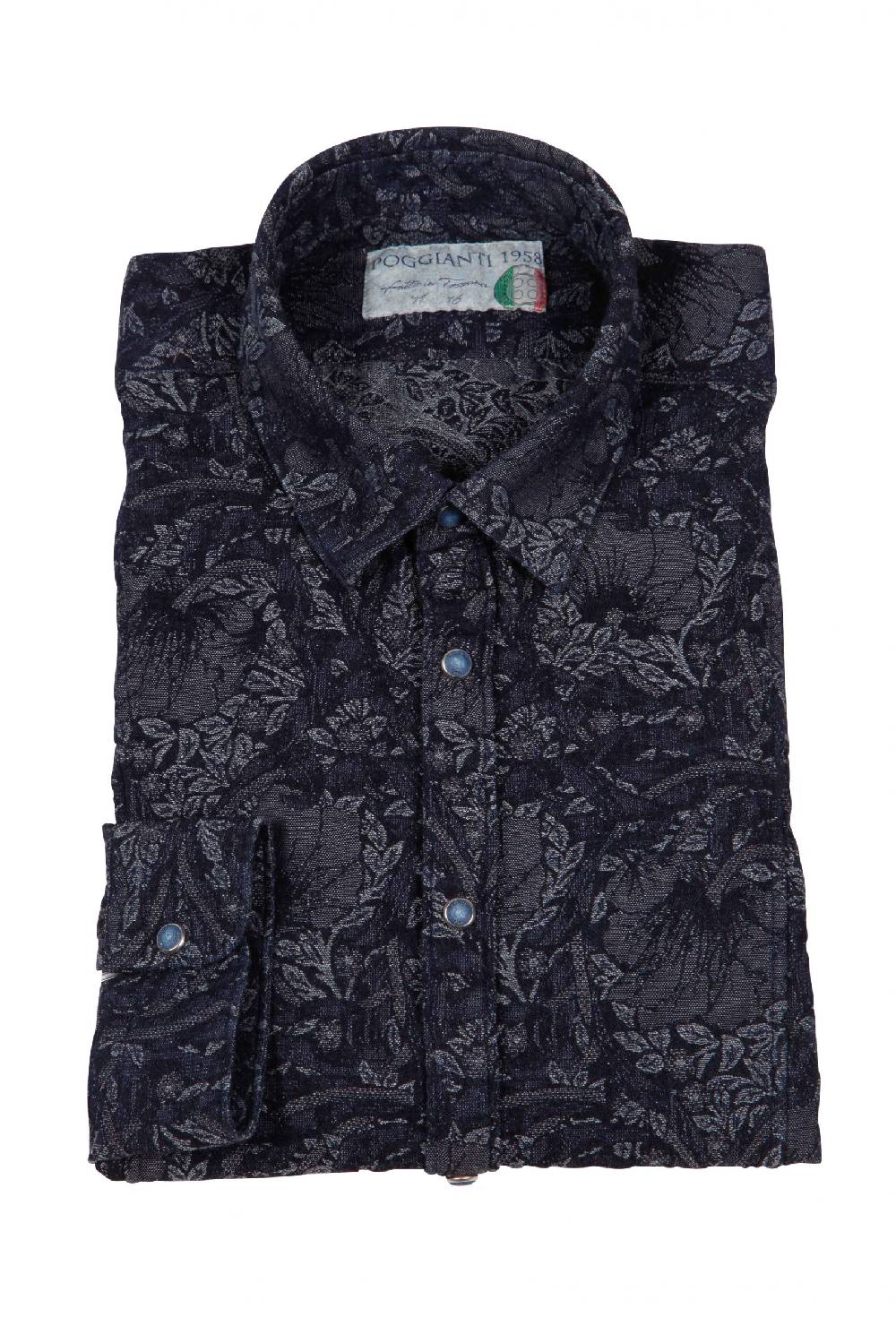 Poggianti Camicia uomo in Denim Jacquard LEGOLI-66-235-01 Sconto