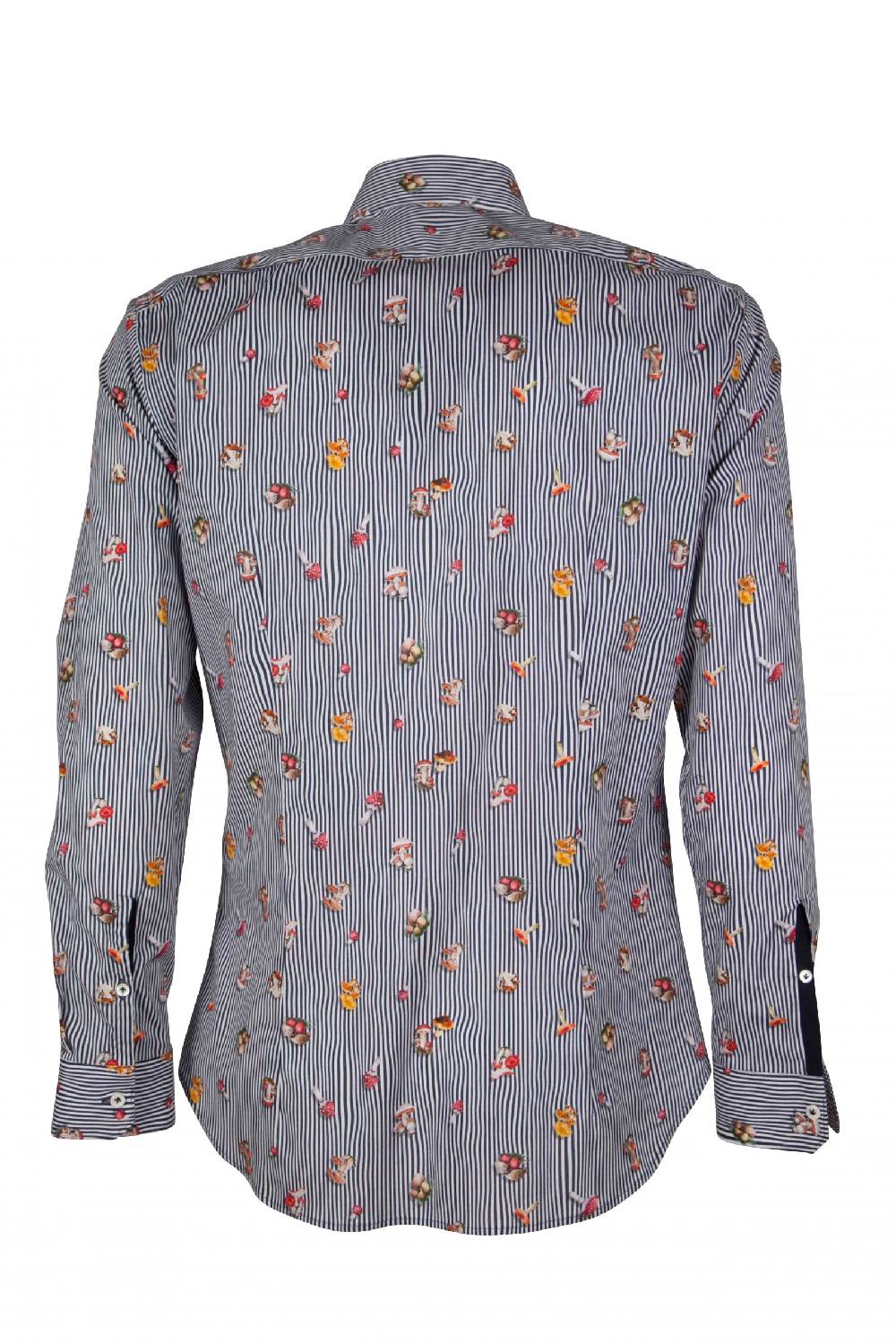 Poggianti Camicia uomo stretch con stampa funghi su riga CALCI-73-136-01 Outlet