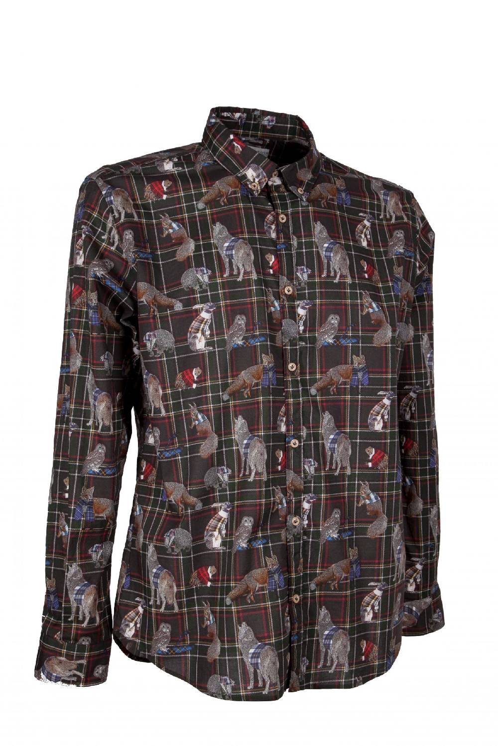 Poggianti Camicia uomo stretch con stampa animali PISA-64-175-03 In Vendita
