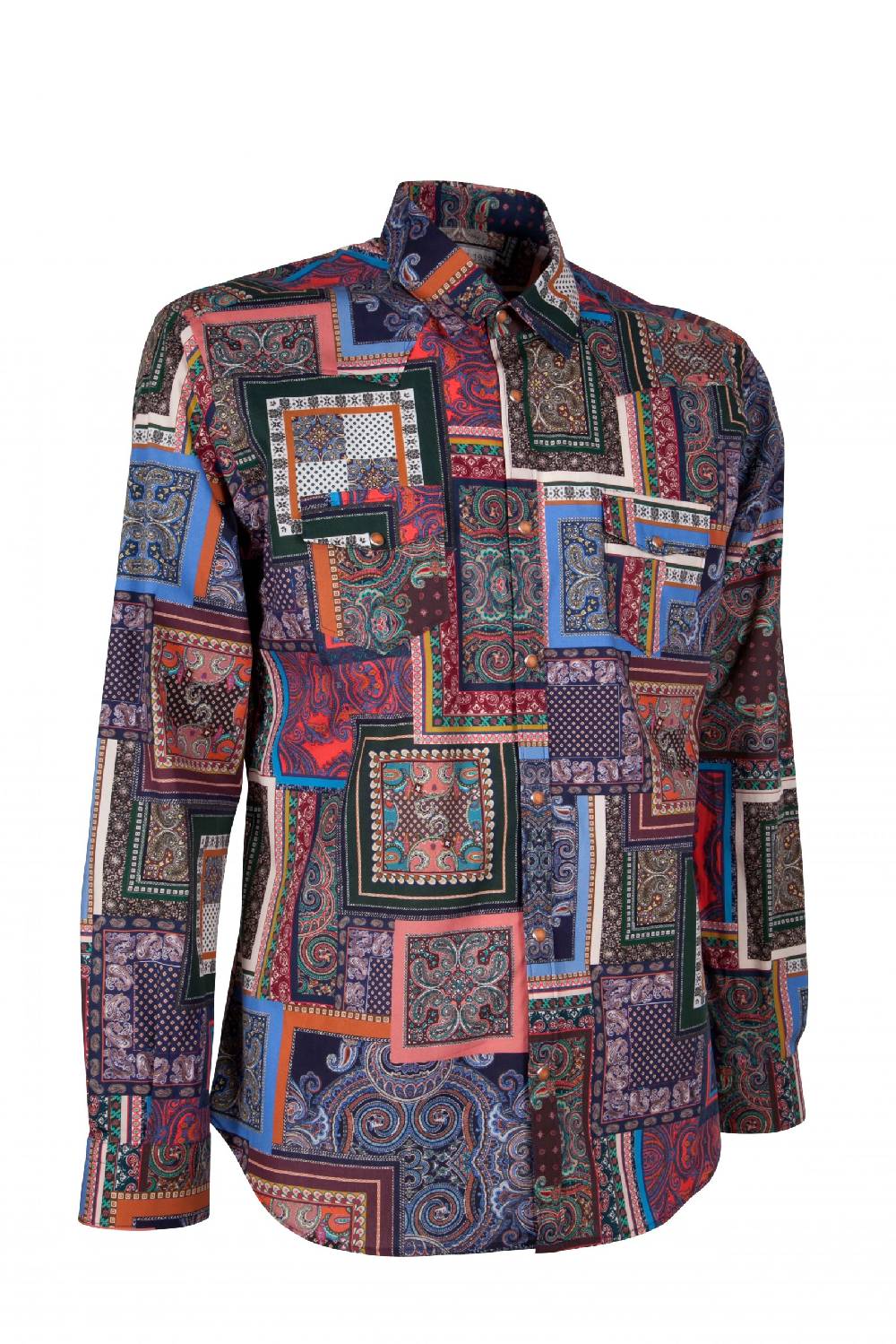 Poggianti Camicia uomo stretch con stampa geometrica EMPOLI-UBBF-166-01 Saldi