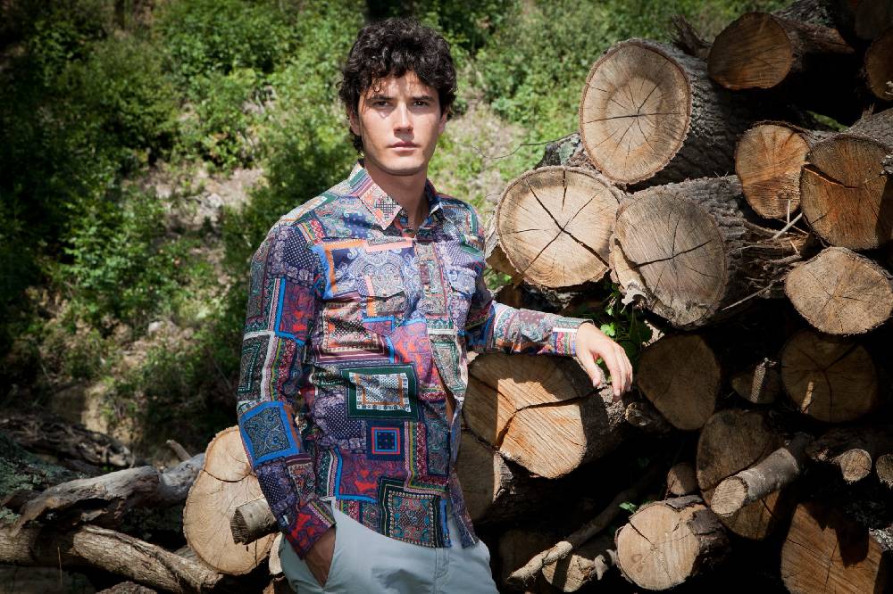 Poggianti Camicia uomo stretch con stampa geometrica EMPOLI-UBBF-166-01 Saldi