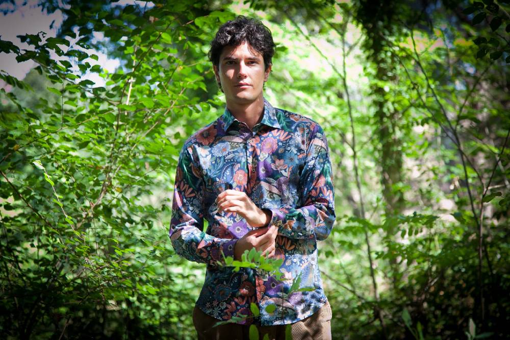 Poggianti Camicia uomo stretch con stampa Floreale FIRENZE-61F-162-01 Vendita Calda
