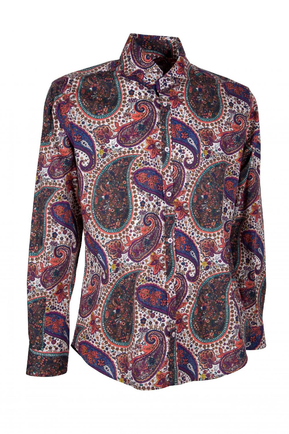 Poggianti Camicia uomo stretch con stampa Paisley PISA-31F-161-01 Vendita Economica