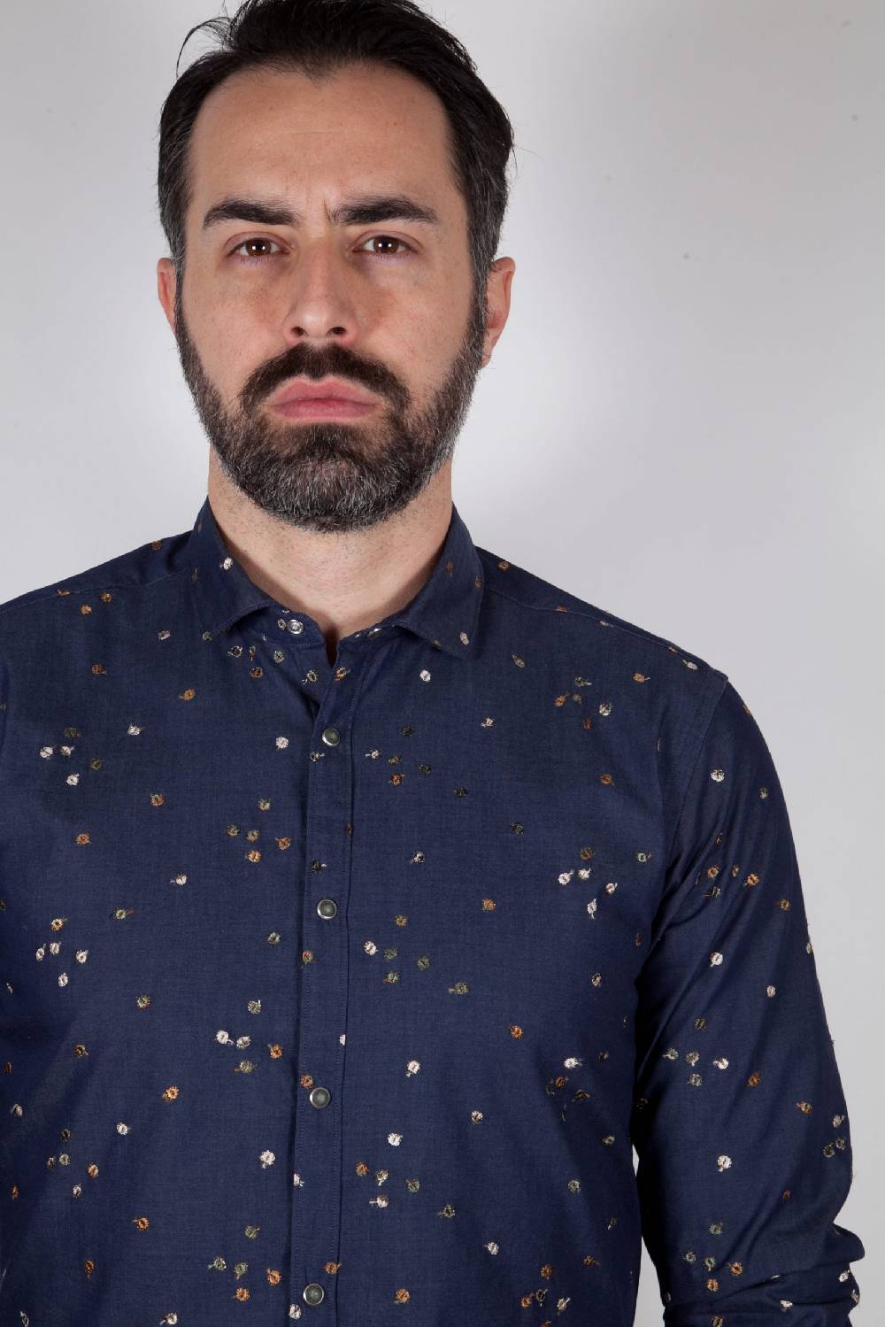 Poggianti Camicia in Denim con ricami PISA-62-607 Soddisfazione Garantita