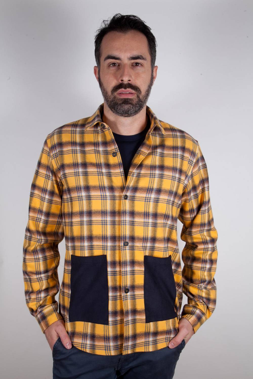 Poggianti Camicia in flanella a quadri LONDA-66-632 Qualità Garantita