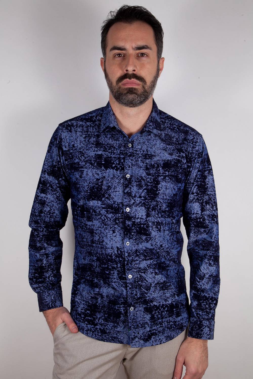 Poggianti Camicia in denim con floccato PISA-66-602-01 Fino Al -60%