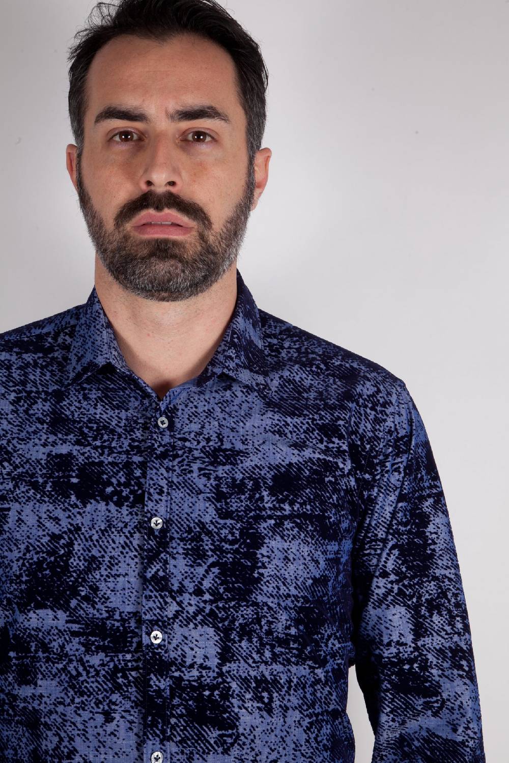 Poggianti Camicia in denim con floccato PISA-66-602-01 Fino Al -60%