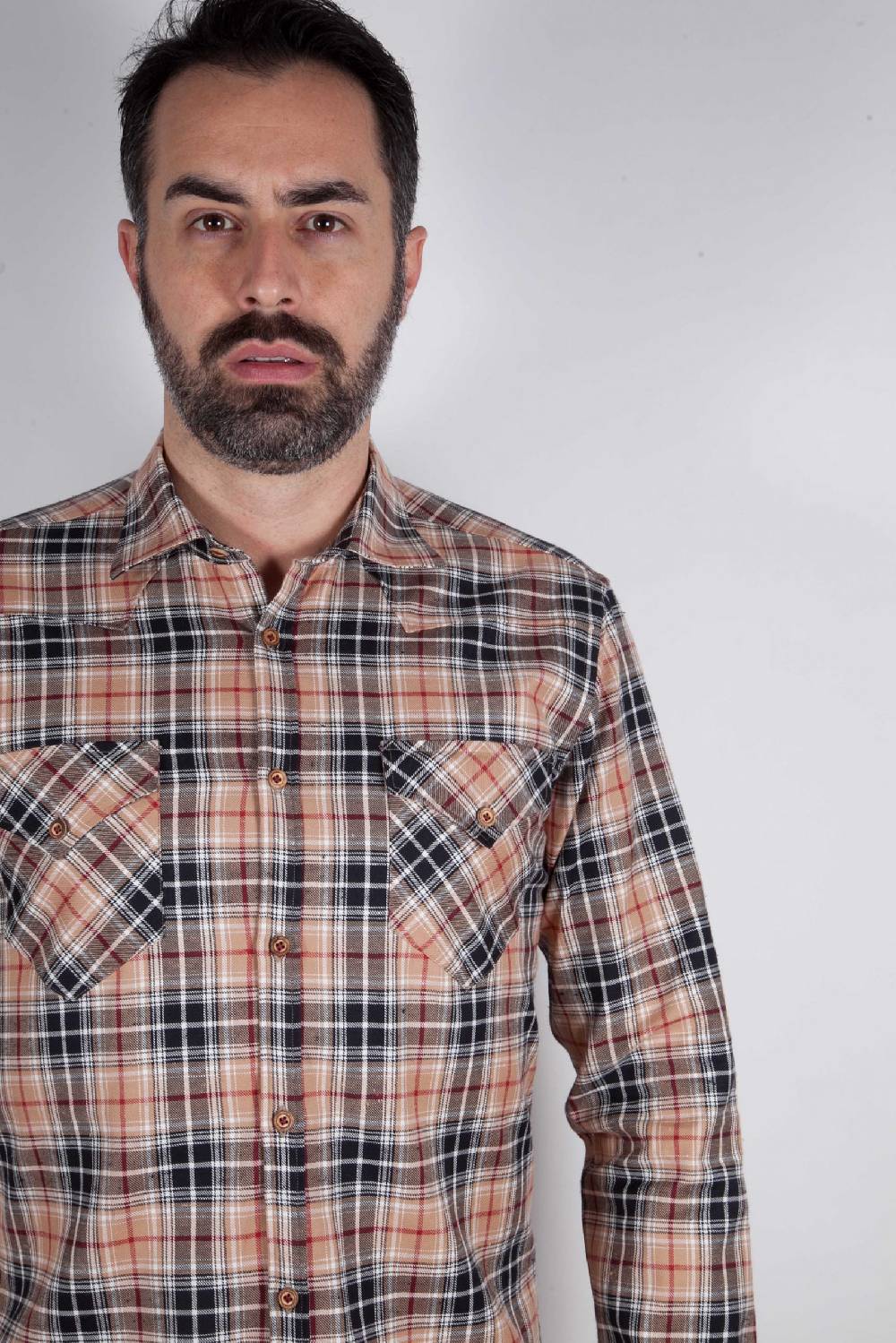 Poggianti Camicia a quadri VAIANO-95F-573-01 Sottocosto