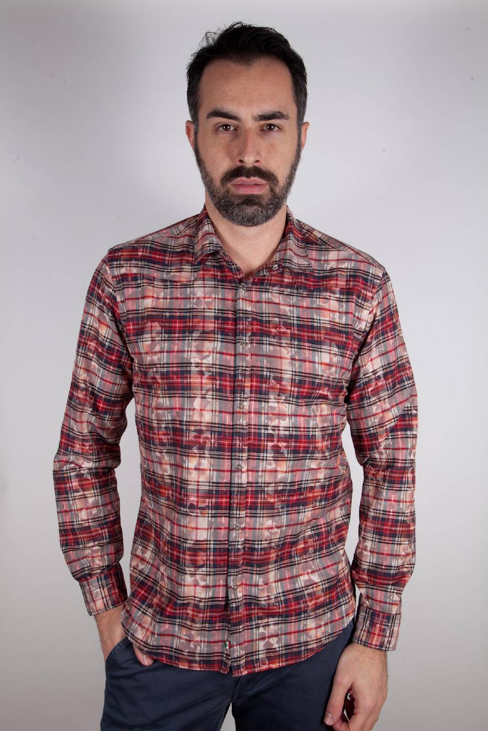 Poggianti Camicia a quadri con stampa PRUNO-66-571-01 Convenienza