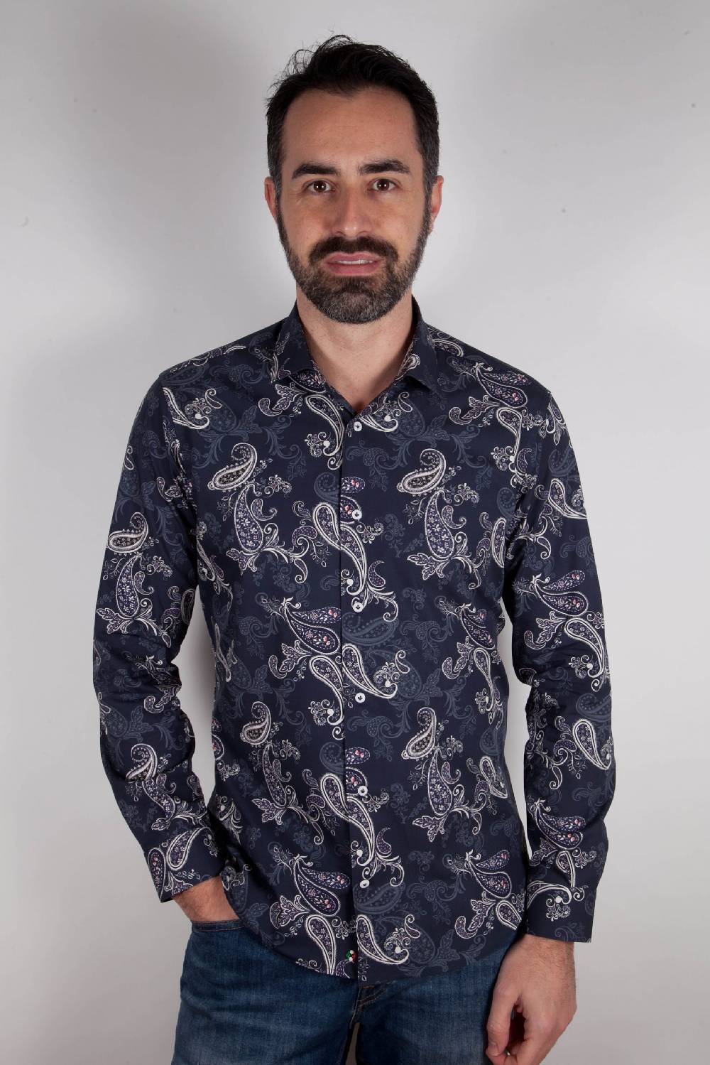 Poggianti Camicia con stampa cachemire FIRENZE-73-531-01 Saldi