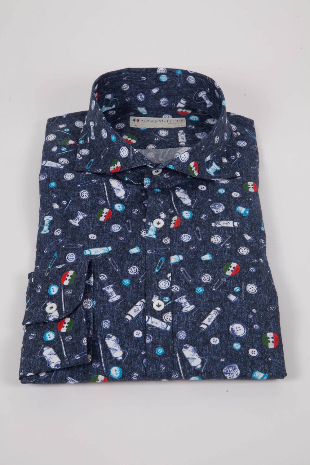 Poggianti Camicia con stampa PISA-31F-524-01 Vendita Calda