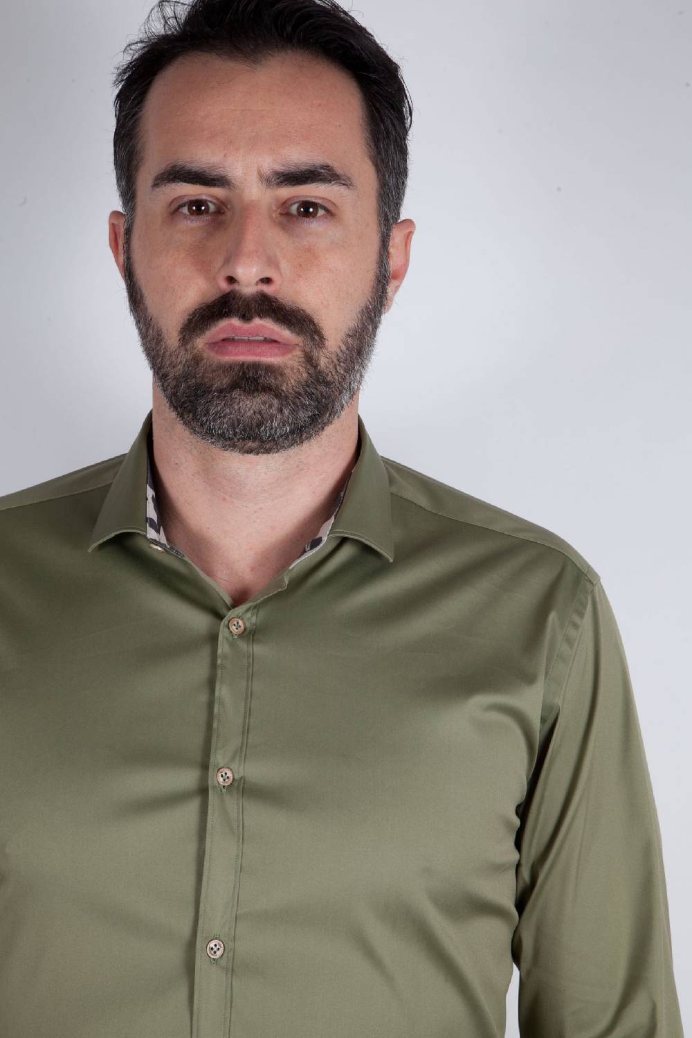 Poggianti Camicia Stretch Collo francese tinta unita PRACCHIA-62M-500-03 In Saldo