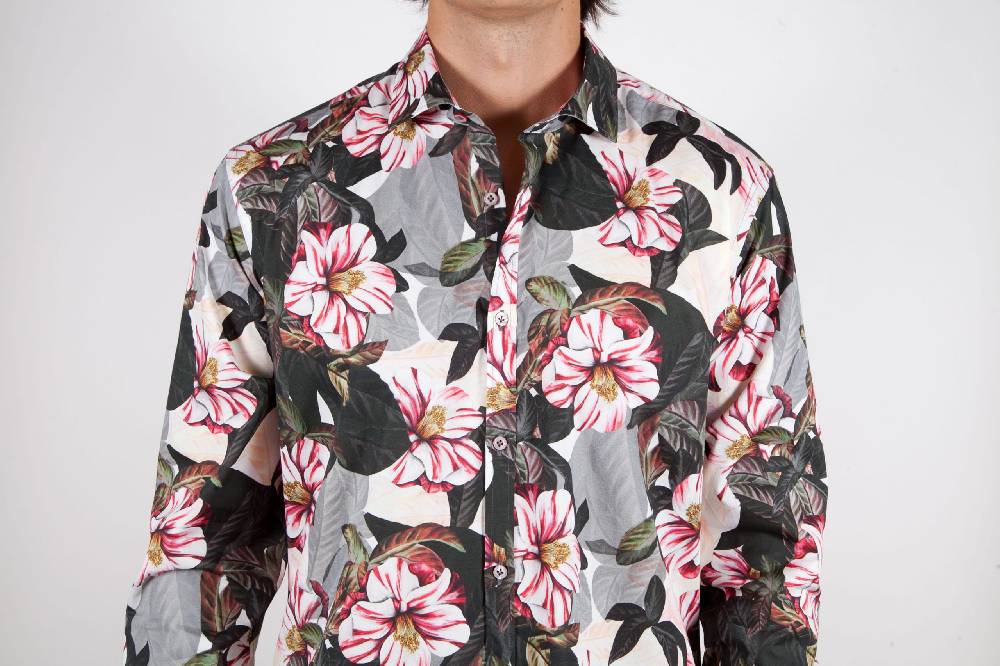 Poggianti Camicia Fantasia Stretch Collo Italiano 365-01 Nuova