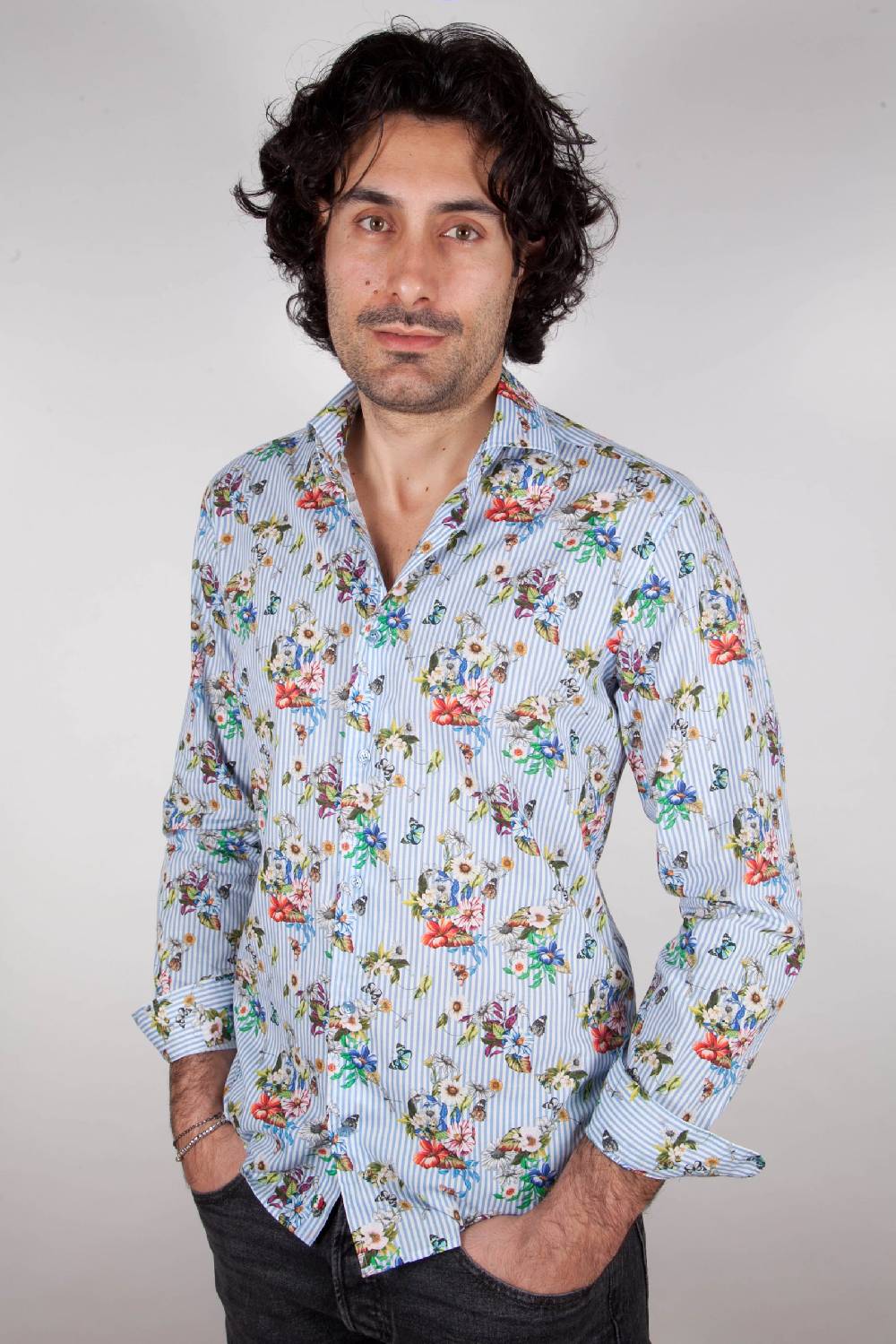 Poggianti Camicia Fantasia Collo francese 329-01 Moda