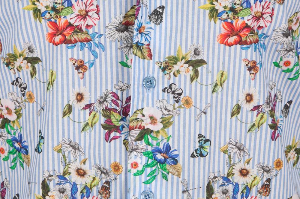 Poggianti Camicia Fantasia Collo francese 329-01 Moda