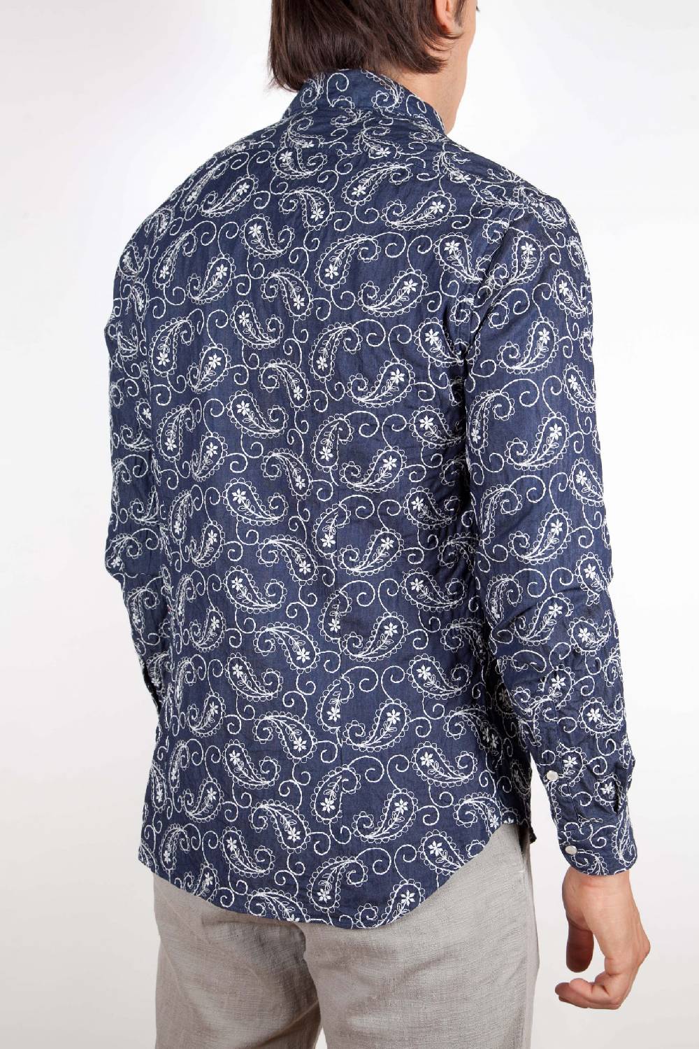 Poggianti Camicia Denim con Ricami 421-01 Nuovo