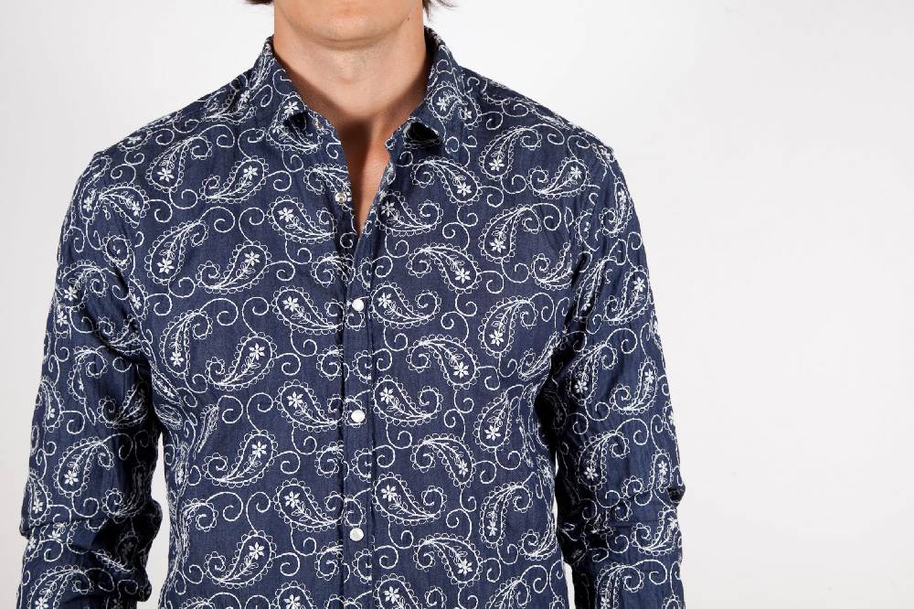 Poggianti Camicia Denim con Ricami 421-01 Nuovo