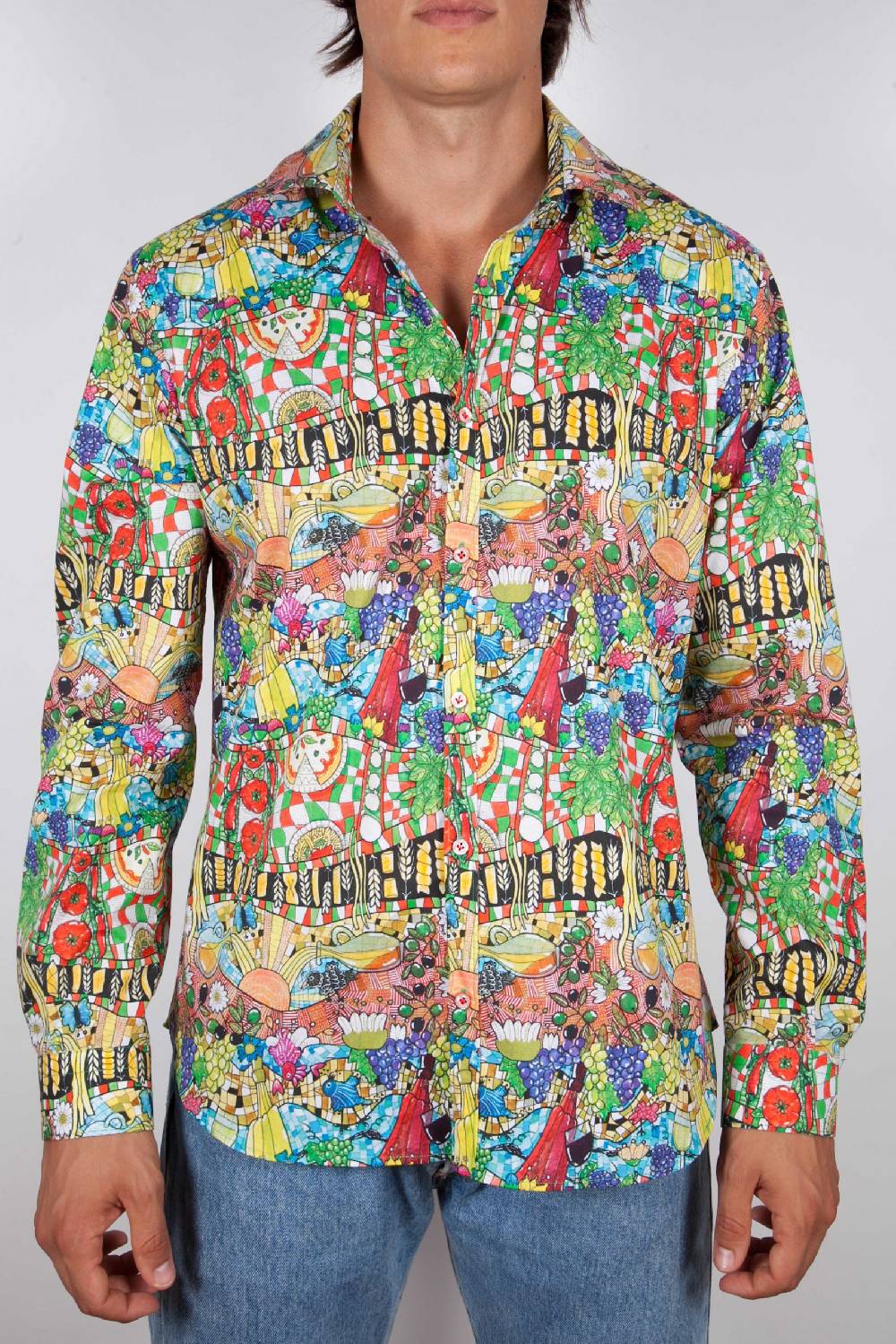 Poggianti Camicia Fantasia Collo Italiano 442-01 Qualità
