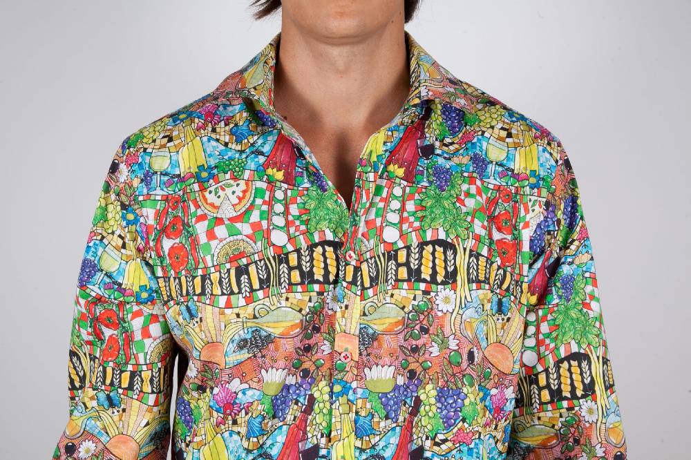 Poggianti Camicia Fantasia Collo Italiano 442-01 Qualità
