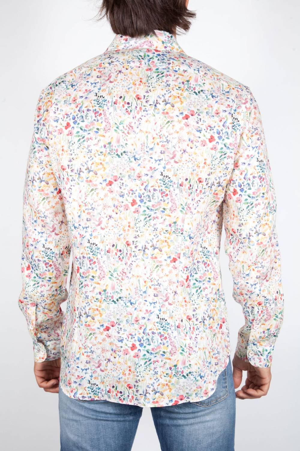 Poggianti Camicia Fantasia Lino Collo Francese 398-02 Vendita