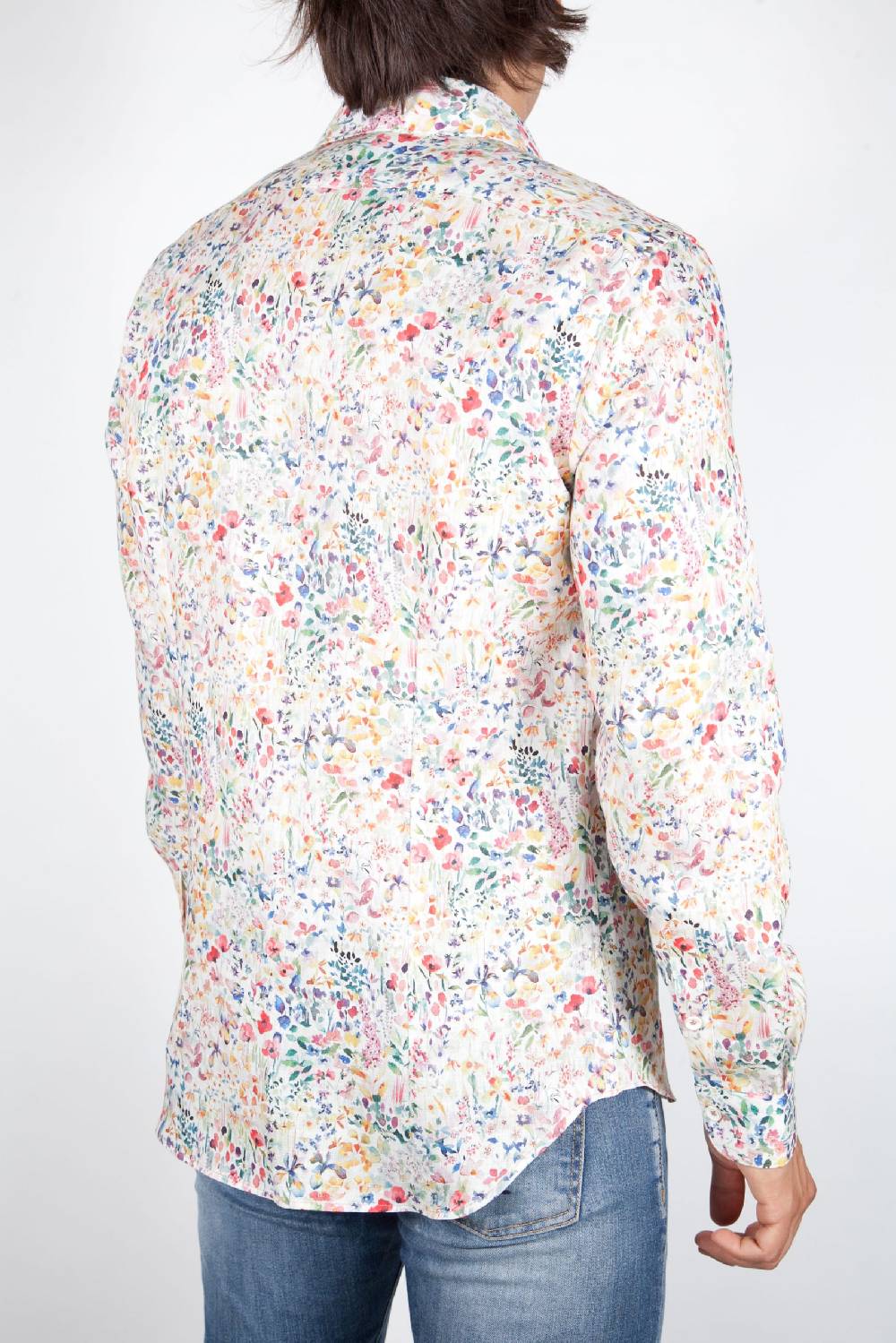 Poggianti Camicia Fantasia Lino Collo Francese 398-02 Vendita