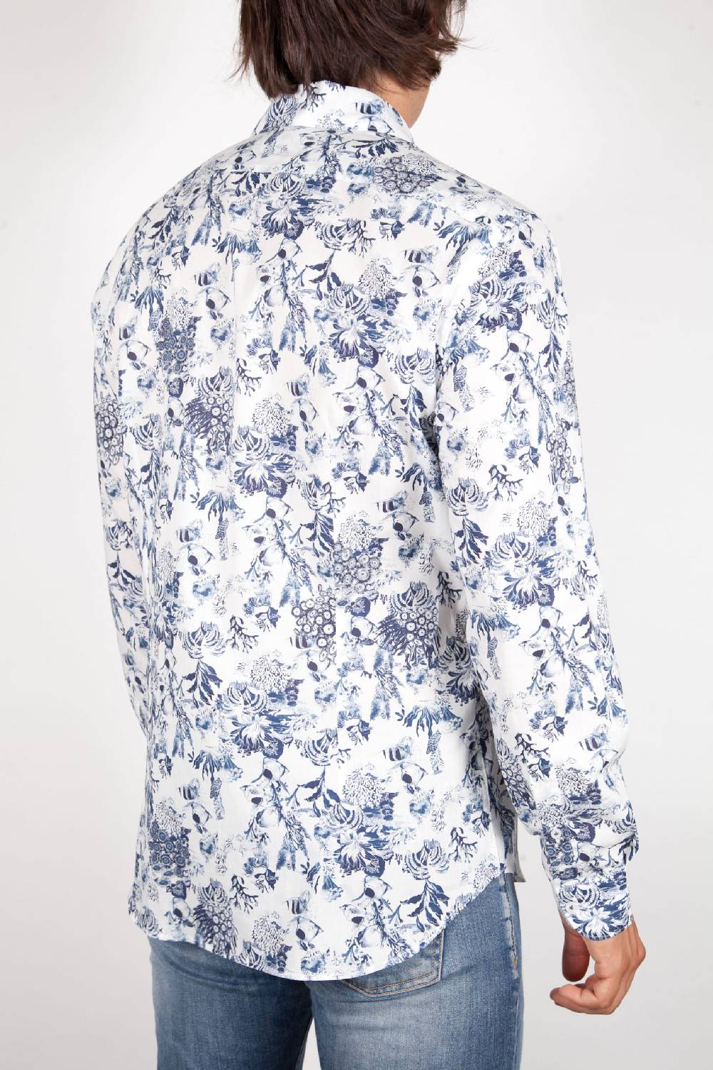 Poggianti Camicia Fantasia Collo Francese 347-01 Spedizione Gratuita
