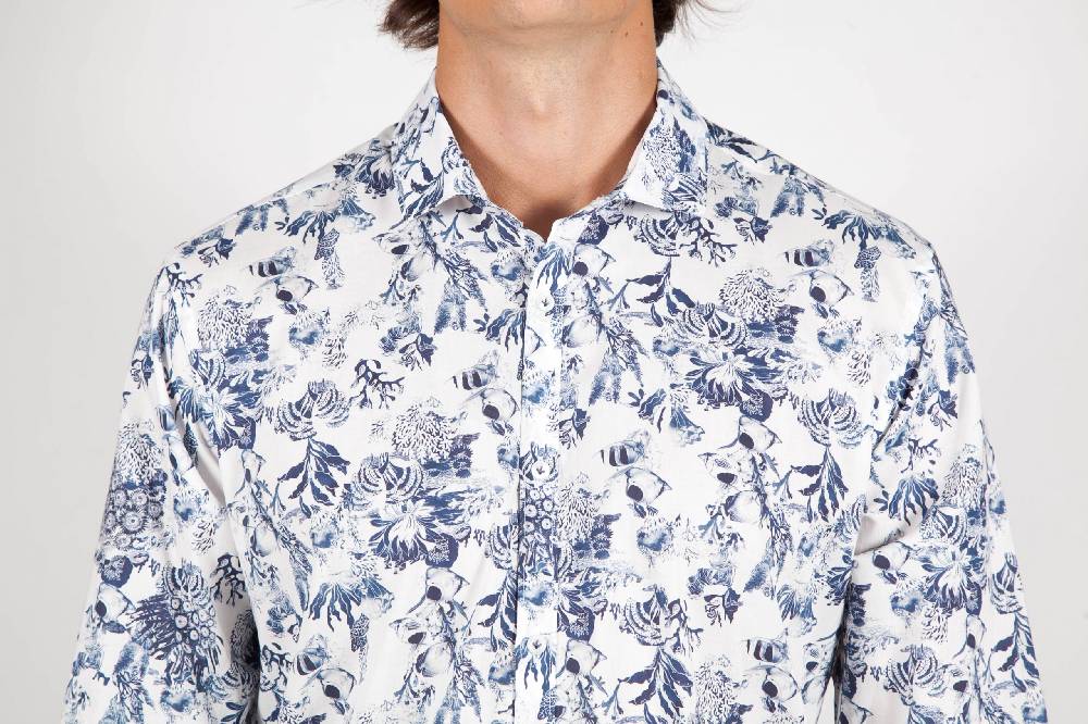 Poggianti Camicia Fantasia Collo Francese 347-01 Spedizione Gratuita