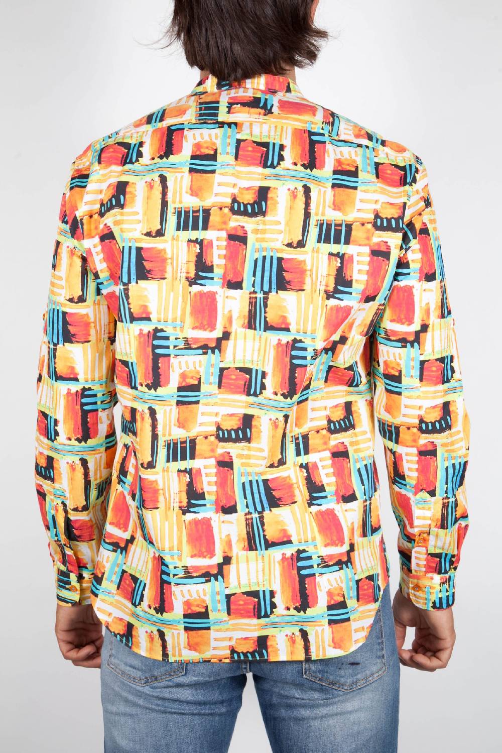 Poggianti Camicia Fantasia Collo Coreano Multicolor Qualità Garantita