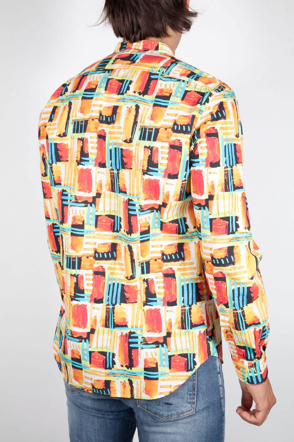 Poggianti Camicia Fantasia Collo Coreano Multicolor Qualità Garantita