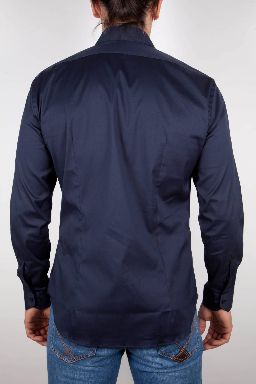 Poggianti Camicia Blu Popeline Collo Italiano C01-5 Shopping Online