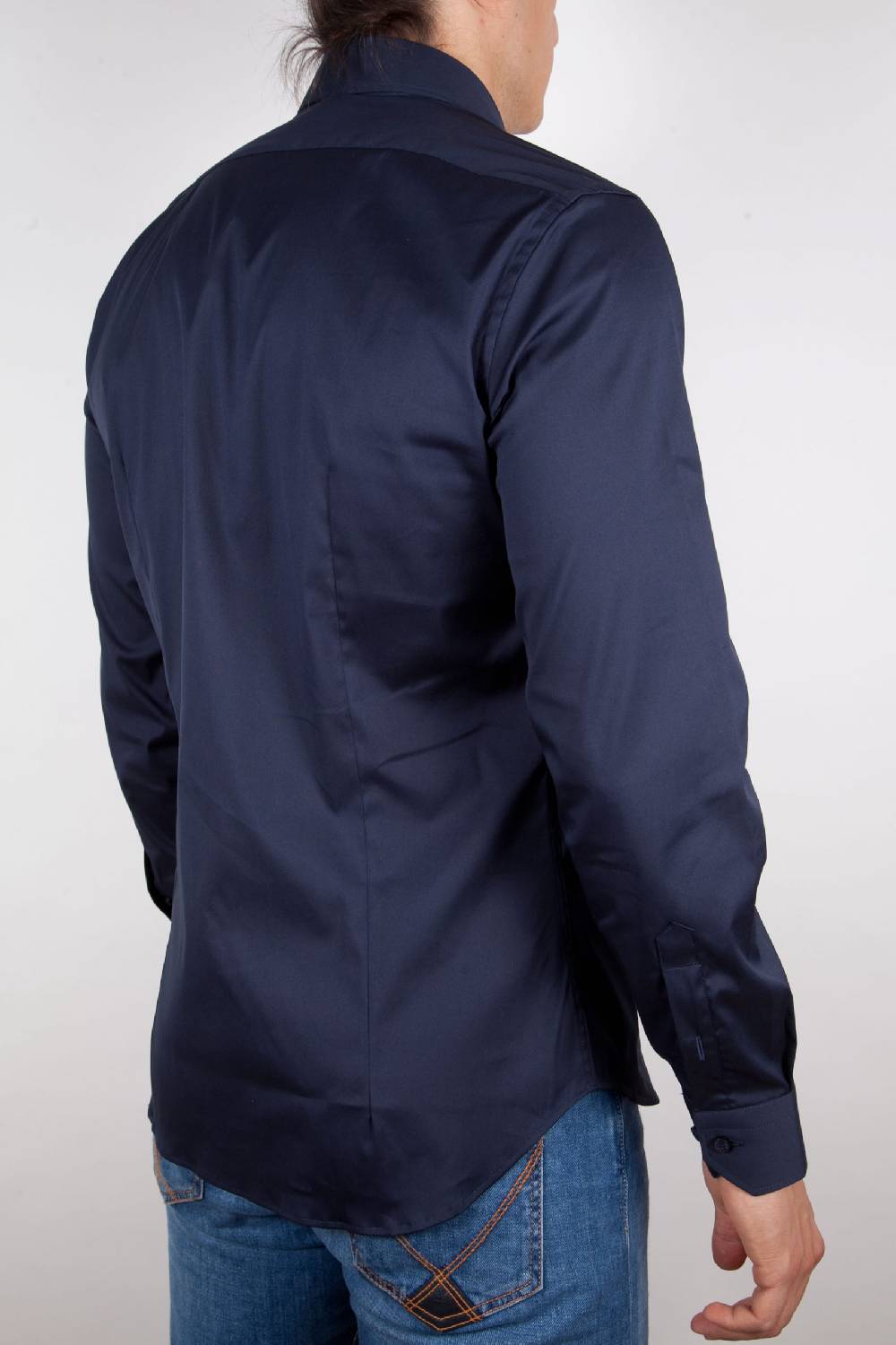 Poggianti Camicia Blu Popeline Collo Italiano C01-5 Shopping Online