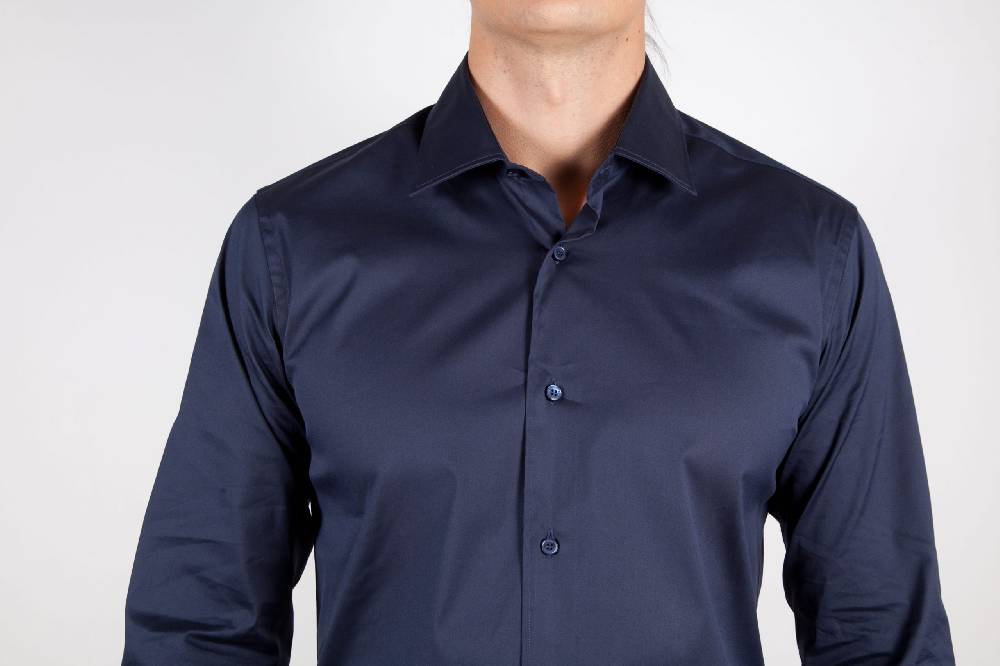 Poggianti Camicia Blu Popeline Collo Italiano C01-5 Shopping Online