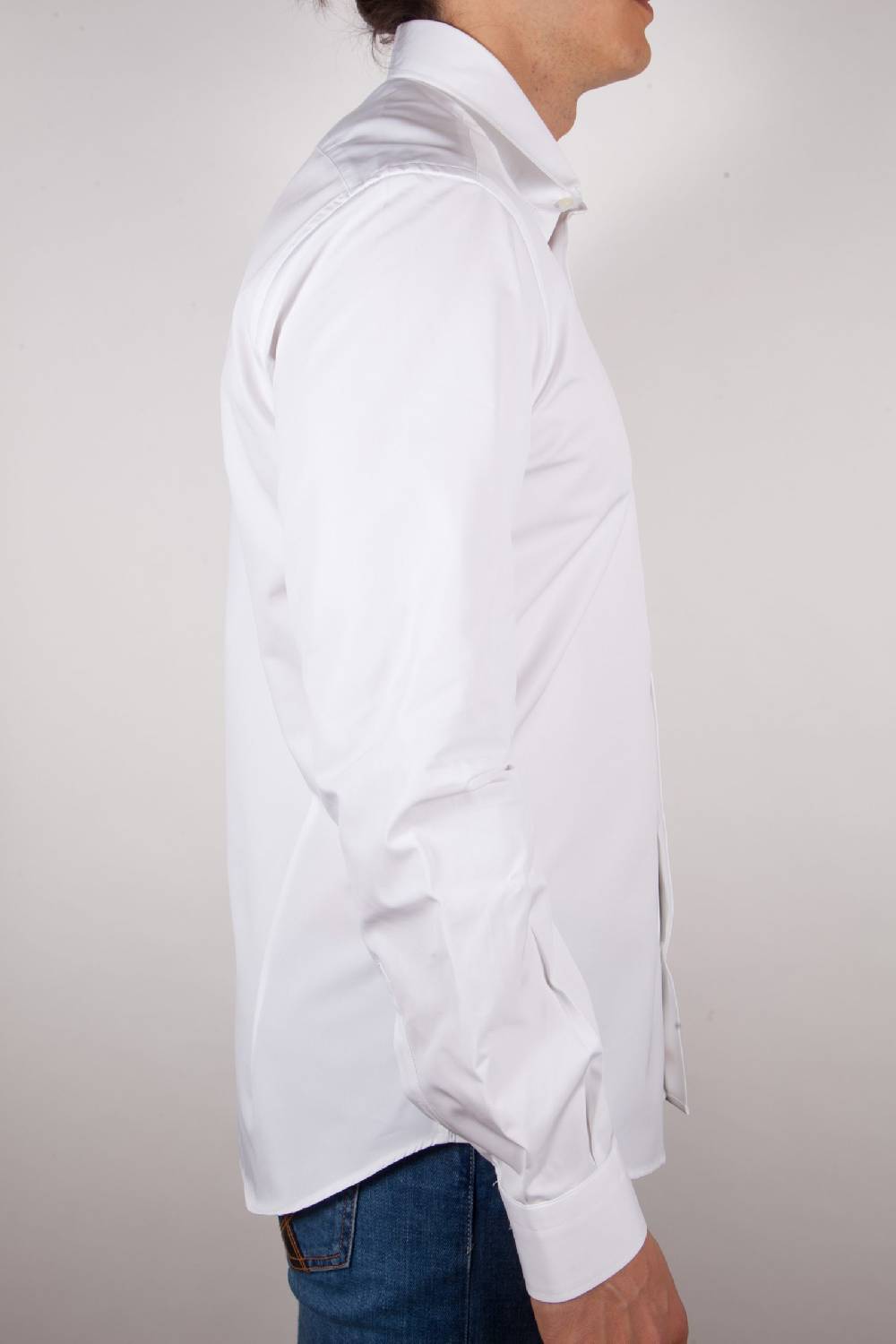 Poggianti Camicia Bianca Popeline Collo Italiano C01-1 Prezzo Ridotto
